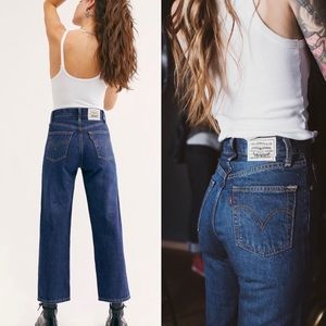 LEVI’S Wellthread Hemp Ribcage Ankle Jeans Ground Swell Dark Wash Size 25.